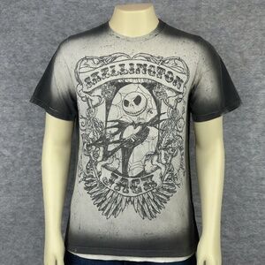 Jack Skellington Disneyland T-Shirt Mens XL Black Bleached‎  Gothic Halloween